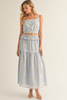 Bluebell Bliss skirt set with sleeveless crochet top and maxi skirt