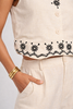 Santorini coast embroidered linen set by Mandalay and Company