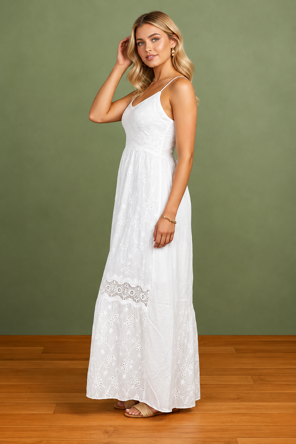 Eyelet Elegance Maxi Dress