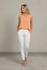 Ruffle accent halter tunic top