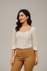 Tweed and lace 3/4 sleeve top