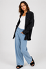 Gray blue high-waisted wide-leg pants