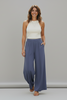 Pin tuck wide leg high-waist pants
