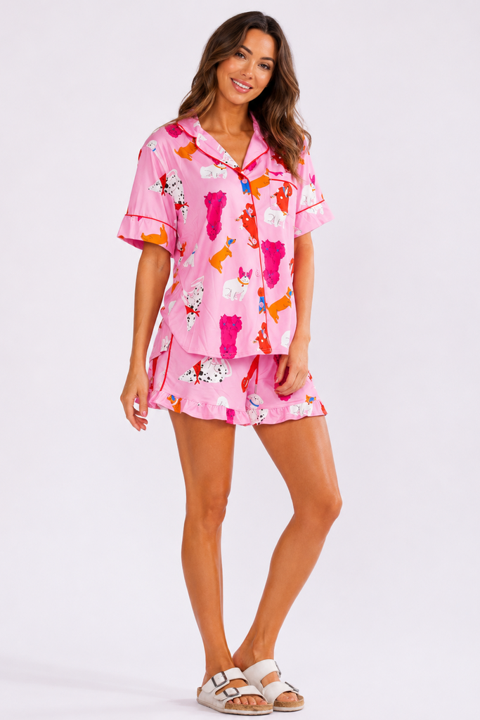 Puppy Love PJ set with playful puppy-inspired print