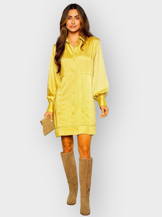 Golden Elegance Shirt Dress