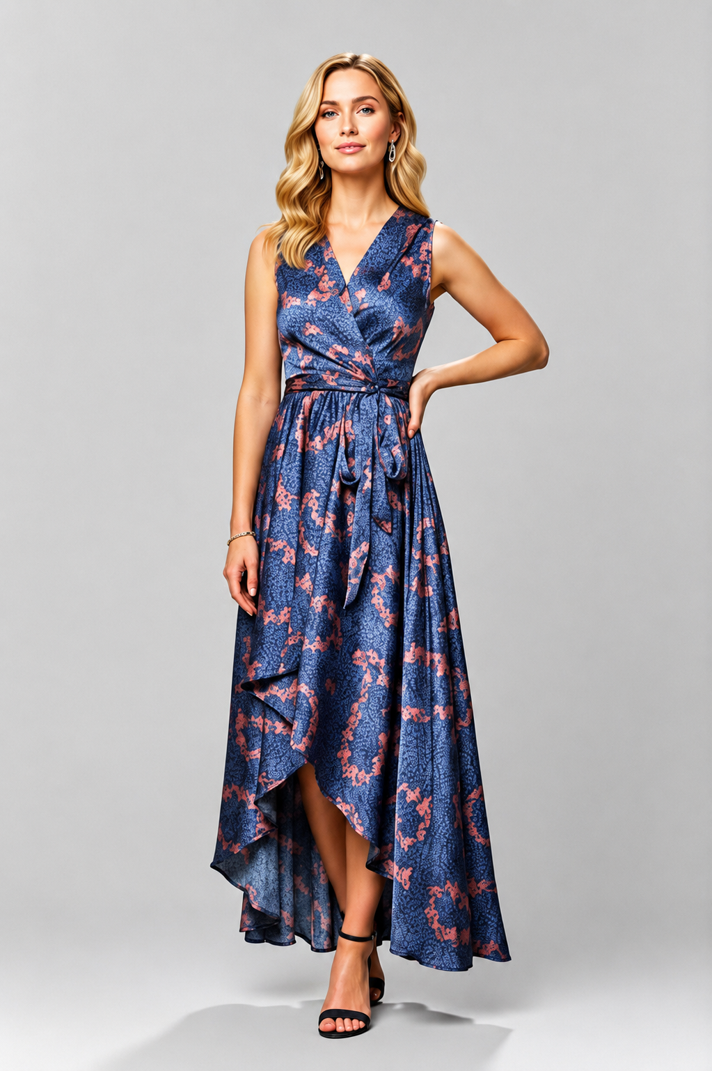 Midnight Bloom High-Low Dress