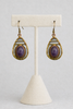 Amethyst stone mixed metal earrings close up