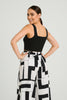 Black white high-waist palazzo pants side view