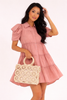 Multi circle woven beach tote bag