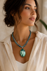 African turquoise jasper and peacock baroque pearl necklace