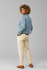 Lightweight blue plaid blazer with button closure