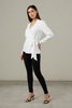 Wrap and Go self belt mandarin collar top
