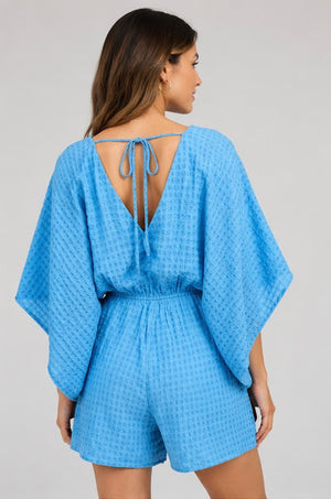 Kimono bloom romper in bold print