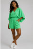 Kimono sleeve elastic waist romper