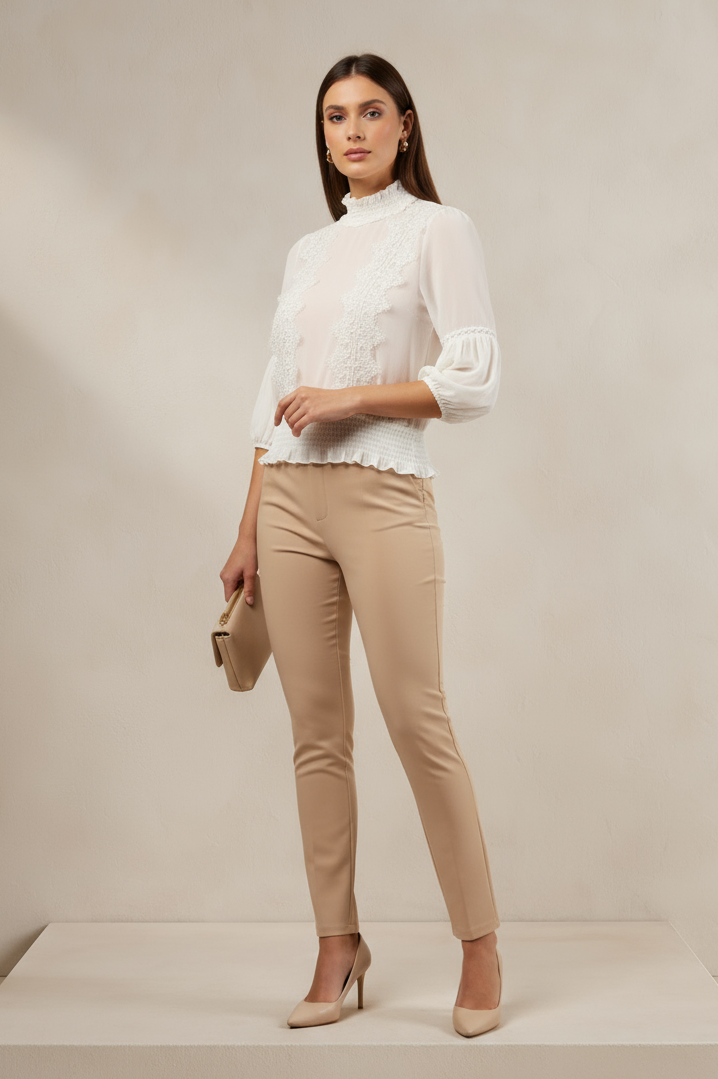 Turtle neck 3/4 sleeve lace top
