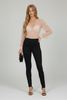 Sheer sultry V-neck bodysuit, front view