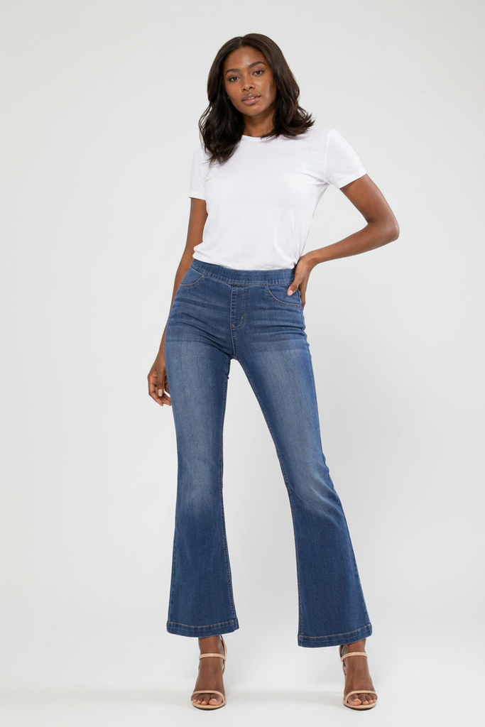 Mid-rise flare jegging, black