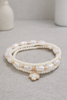 Glass clover charm mixed pearl beaded bracelet set