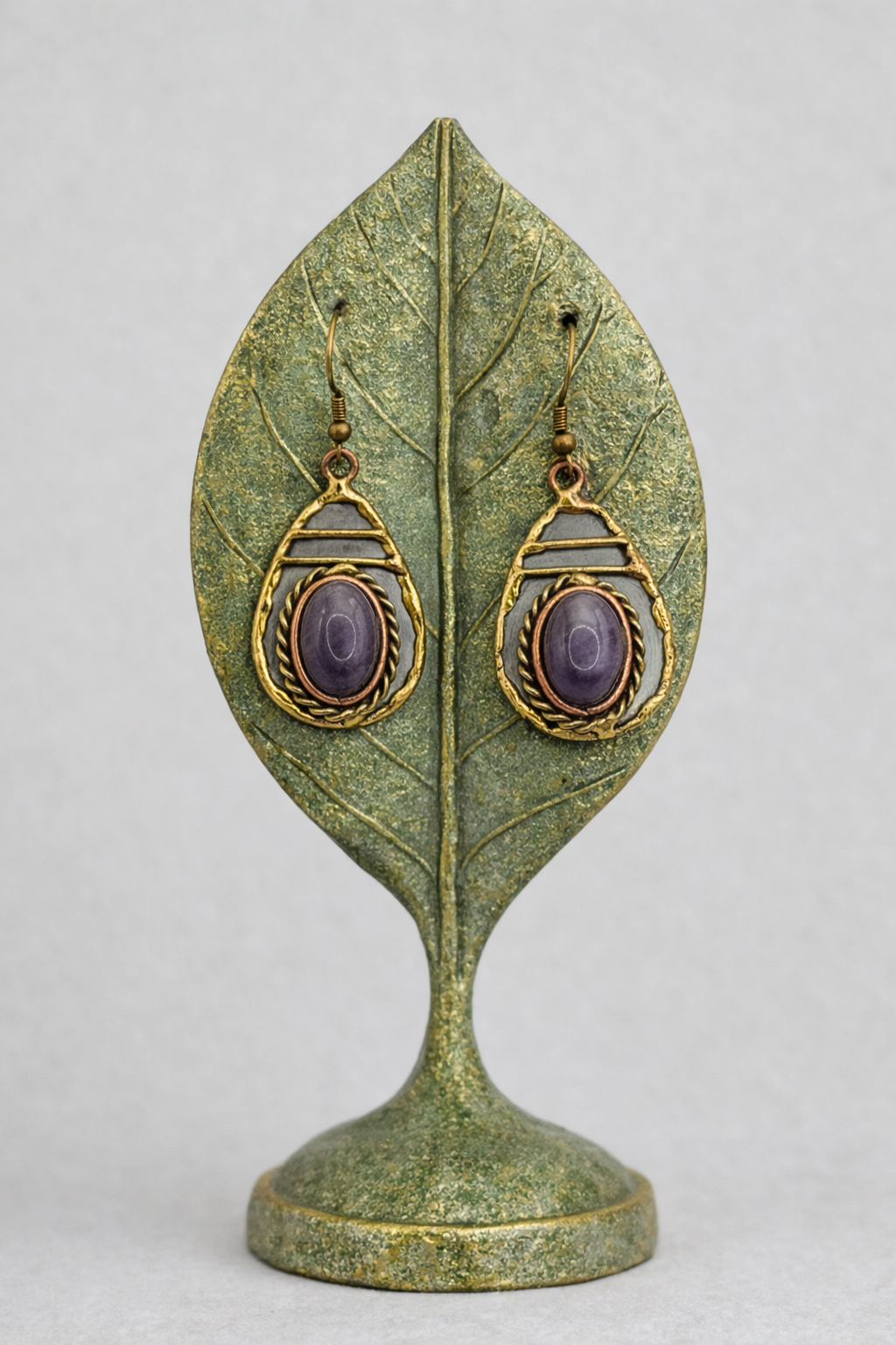 Handmade Mixed metal Janya amethyst stone Earrings