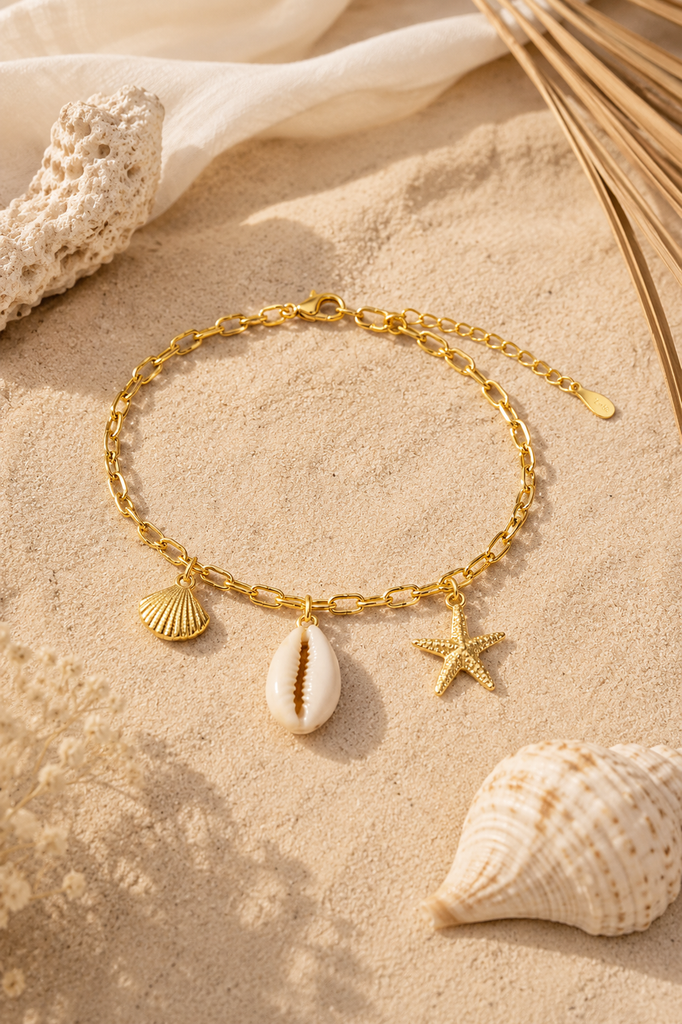 Mermaid Cove Sachi gold shell and starfish anklet