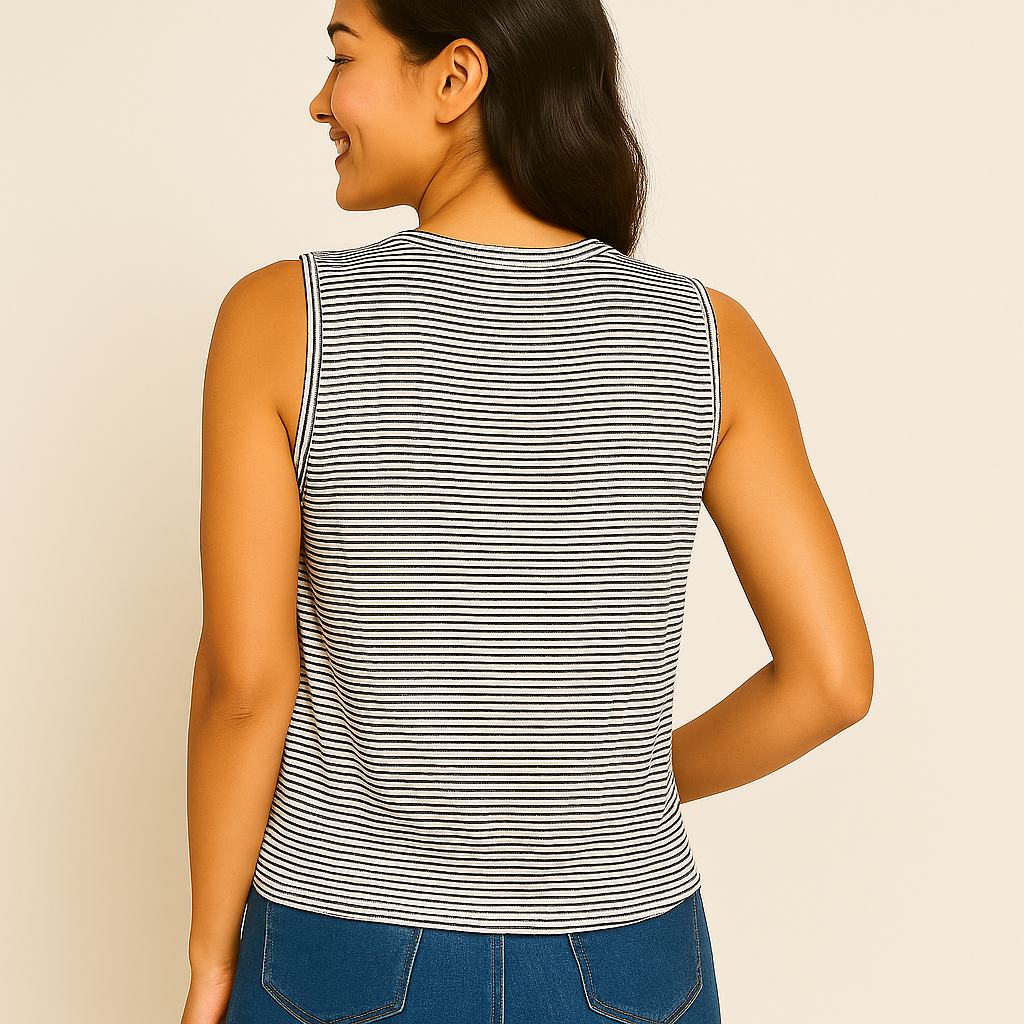 "THE EVERYDAY EDGE" RILEY STRIP TIE FRONT TANK TOP