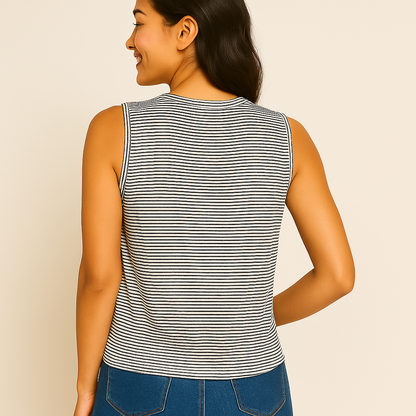 "THE EVERYDAY EDGE" RILEY STRIP TIE FRONT TANK TOP