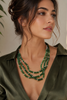 Jade and quartz sterling silver necklace