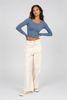 Gray blue wide-leg pants detail