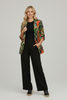Red floral print open front blazer
