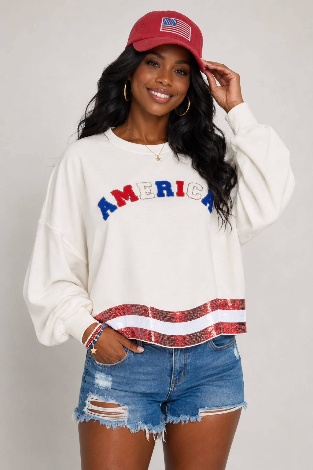 Long sleeve sequin crop pullover sparkle