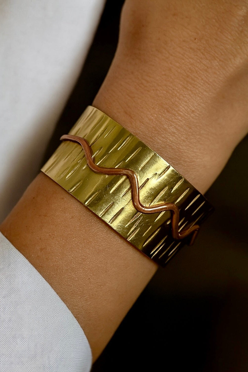 Handmade  Wiggle Sansa – Solid Brass and copper bracelet