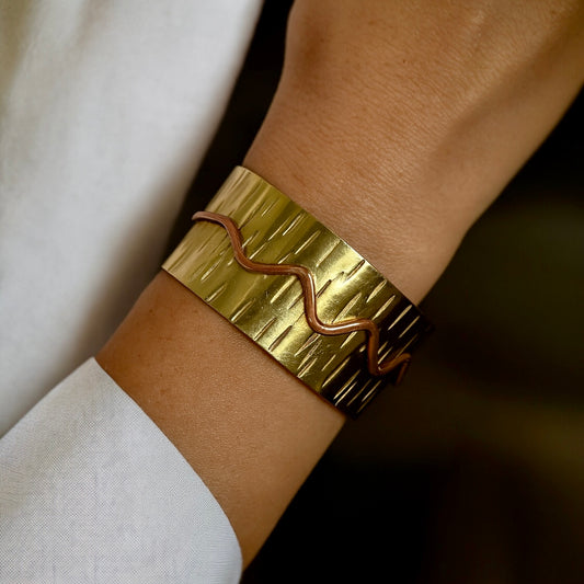 Handmade  Wiggle Sansa – Solid Brass and copper bracelet