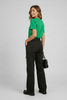 Black wide-leg cargo pants, side view