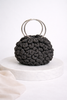 Hand-knitted halo embossed rose bag with steel handles