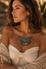 Brass copper blue-green patina statement necklace