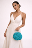 Hand-Knitted Halo Embossed Rose Bag with Steel Handles