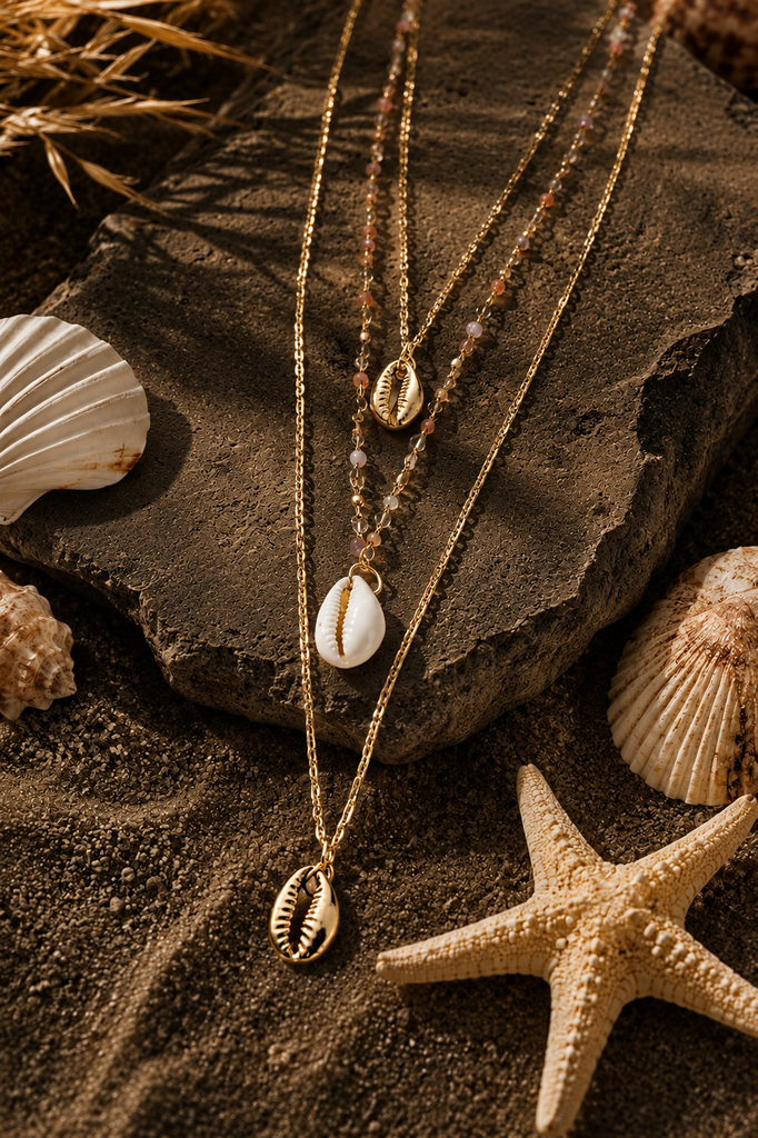 Layered gold sea shells necklace