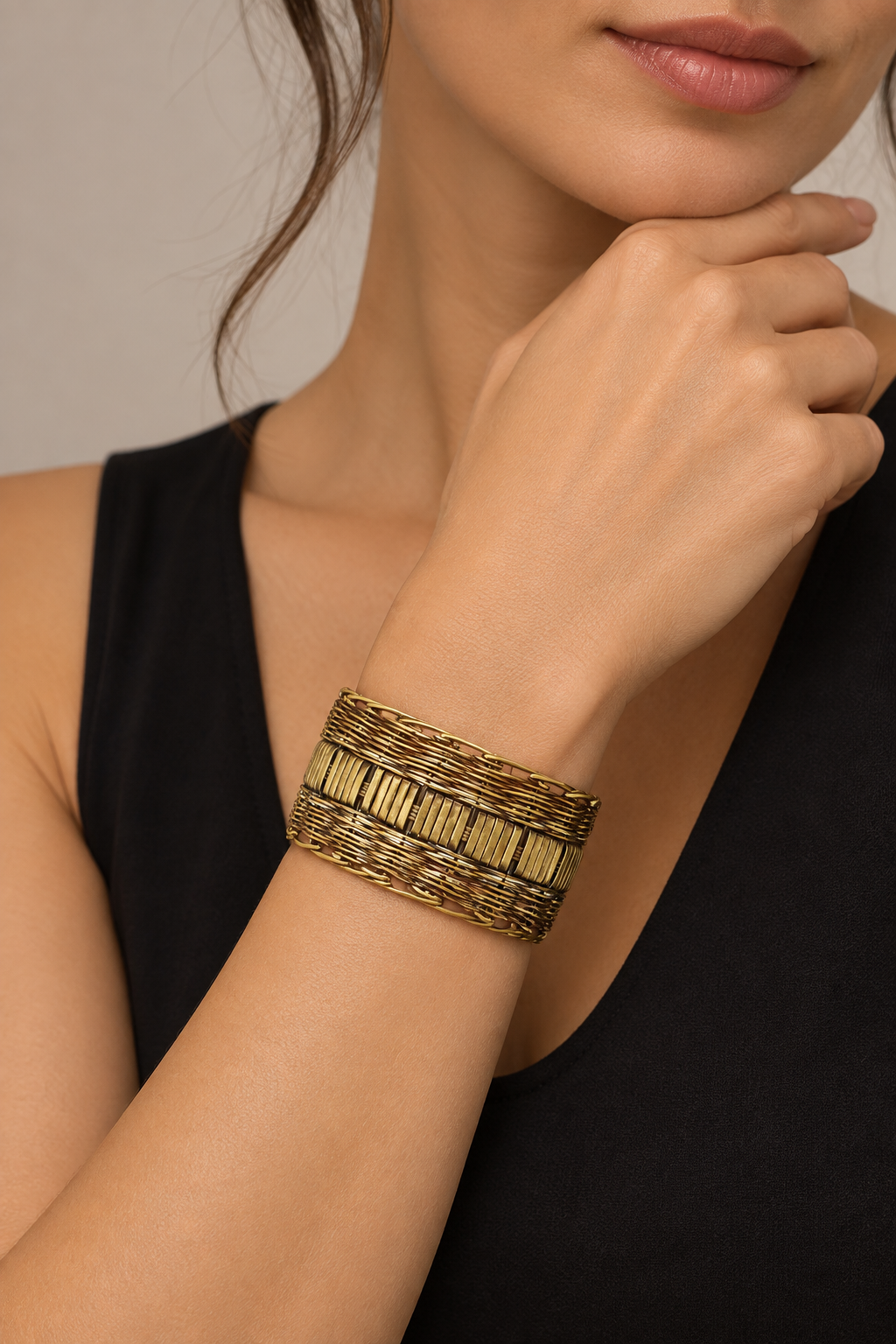 Golden Weave Artisan Cuff Bracelet