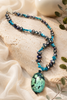 Coastal Reverie necklace with African turquoise jasper and baroque pearls