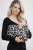 Oversized leopard clutch with zipper closure