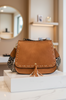 Leopard strap fold-over crossbody bag in vegan leather
