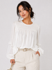 Smocked yoke ruffled polyester blouse