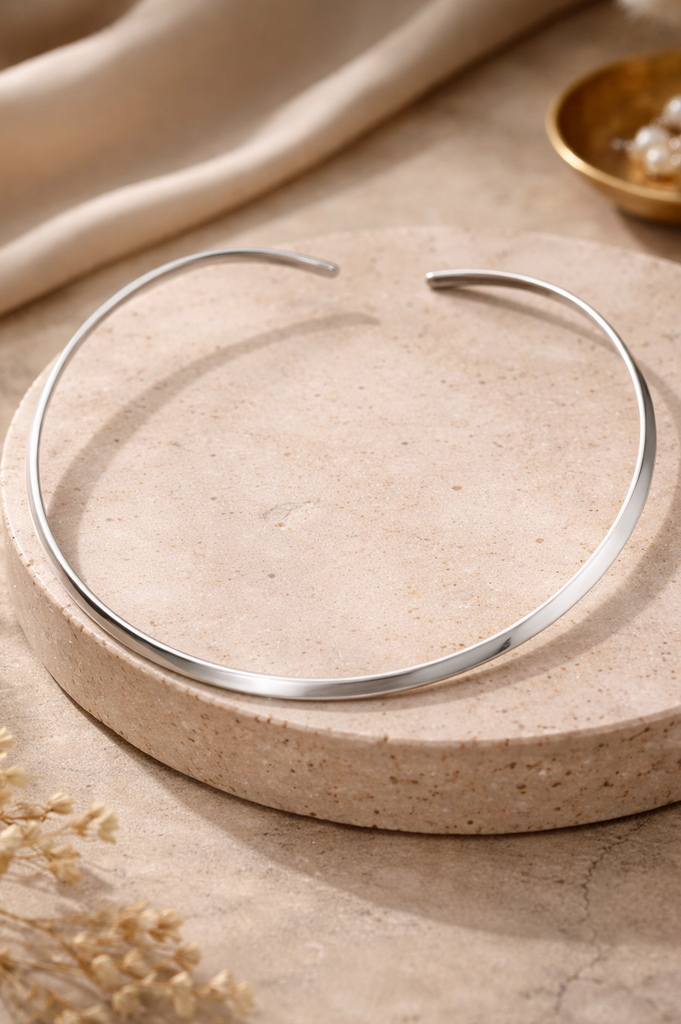 Silver choker necklace