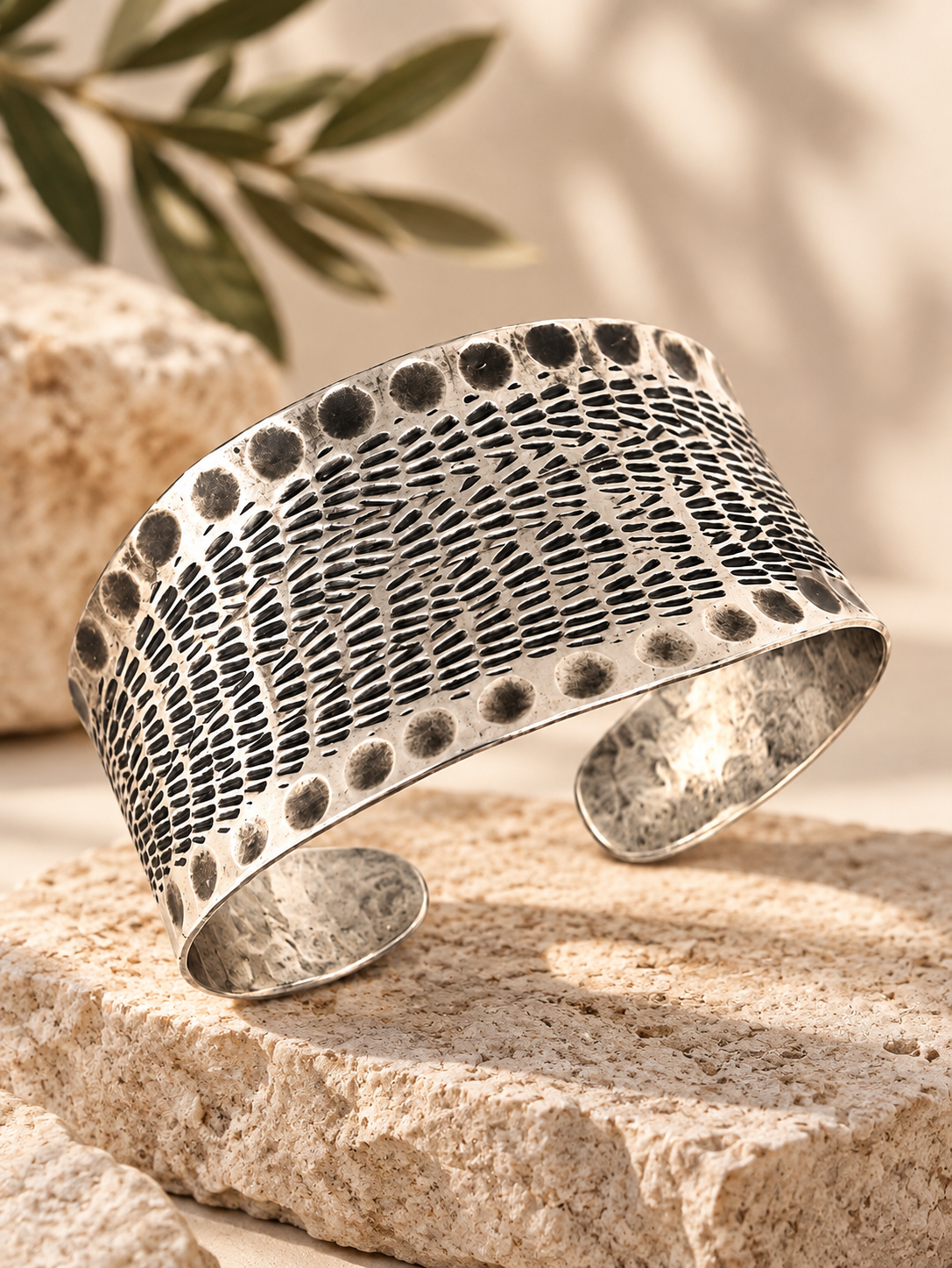 Desert Impressions Silver Tone Cuff Bracelet