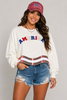 The Americana Crew Long Sleeve Sequin Crop Pullover Sweater