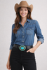 Western belt with bold buckle and turquoise embellishments