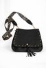 Vegan leather fold-over bag with leopard strap