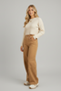 High waist wide-leg utility cargo pants in caramel