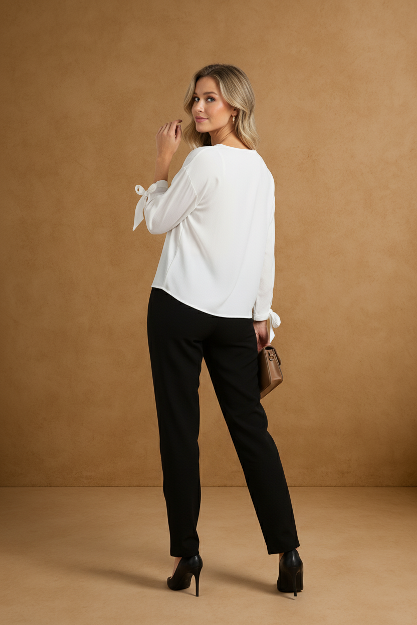 The Editor Tie Cuff Blouse