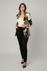 Open-front chain print blazer with pockets